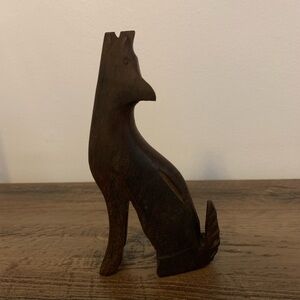 Hand Carved Iron Wood Howling Wolf, Southwestern Style, Made In Mexico, 6 in.